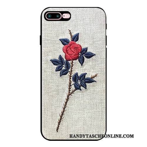 Hülle iPhone 7 Plus Taschen Blumen Weiß, Case iPhone 7 Plus Luxus Handyhüllen Elegant