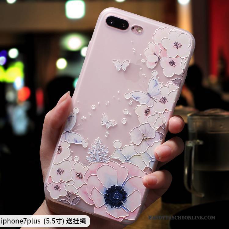 Hülle iPhone 7 Plus Taschen Rosa Elegant, Case iPhone 7 Plus Silikon Nubuck Handyhüllen