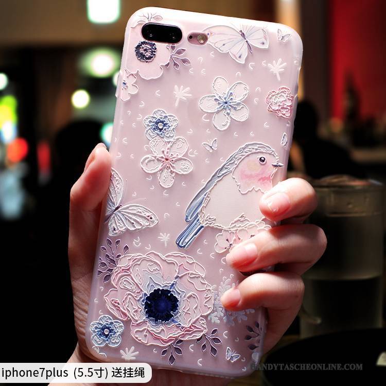 Hülle iPhone 7 Plus Taschen Rosa Elegant, Case iPhone 7 Plus Silikon Nubuck Handyhüllen