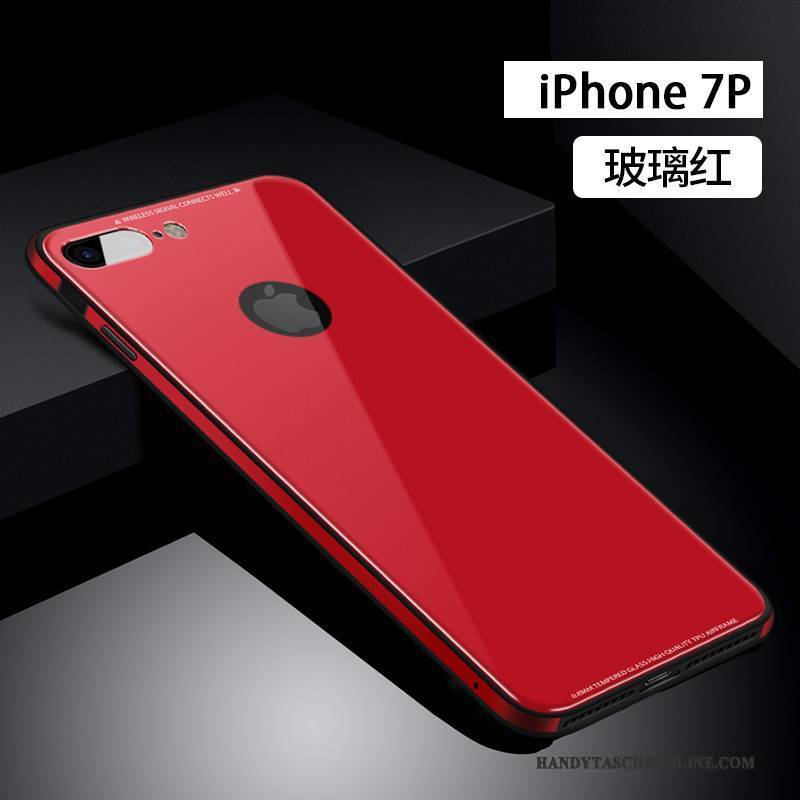Hülle iPhone 7 Plus Taschen Trend Anti-sturz, Case iPhone 7 Plus Silikon Rot Glas