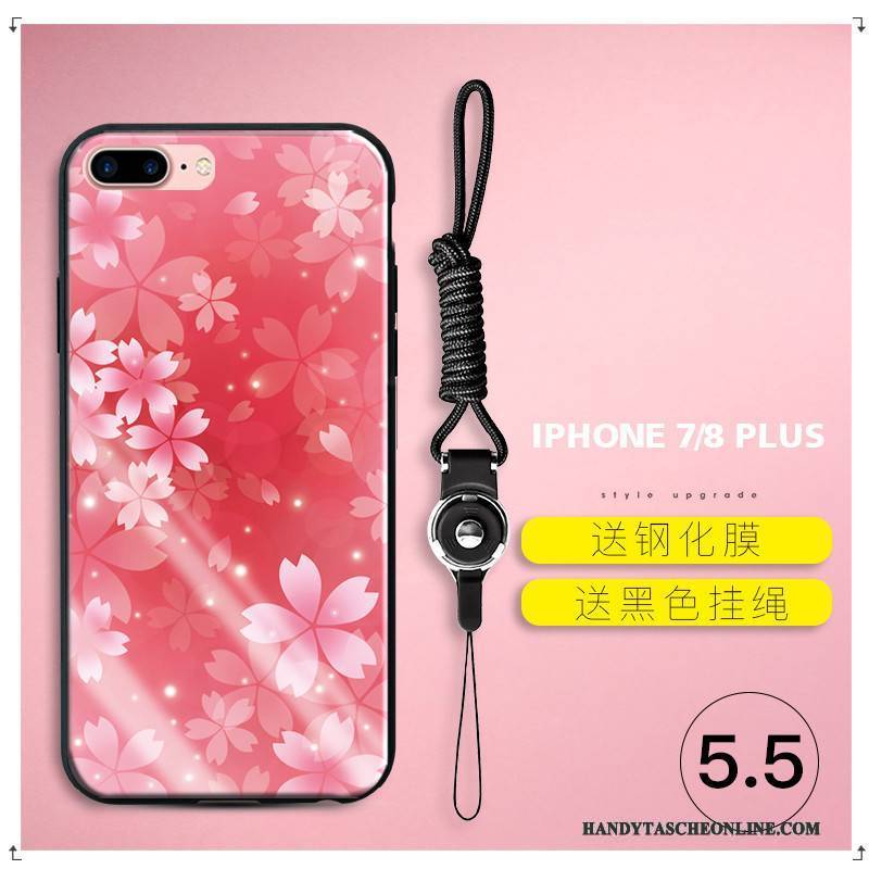 Hülle iPhone 7 Plus Weiche Blumen Anti-sturz, Case iPhone 7 Plus Silikon Glas Handyhüllen