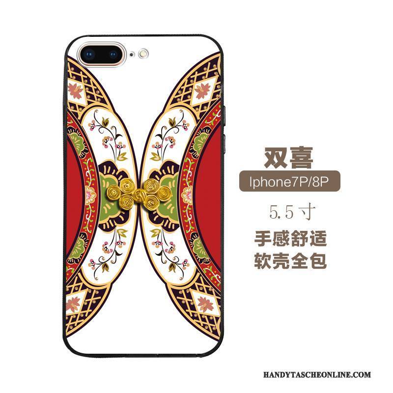 Hülle iPhone 7 Plus Weiche Ethnisch Kunst, Case iPhone 7 Plus Prägung Chinesische Art Handyhüllen