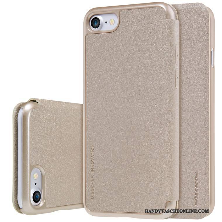 Hülle iPhone 7 Schutz Gold Handyhüllen, Case iPhone 7 Lederhülle Blau