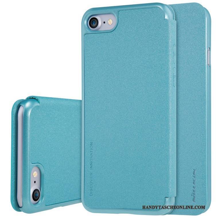 Hülle iPhone 7 Schutz Gold Handyhüllen, Case iPhone 7 Lederhülle Blau