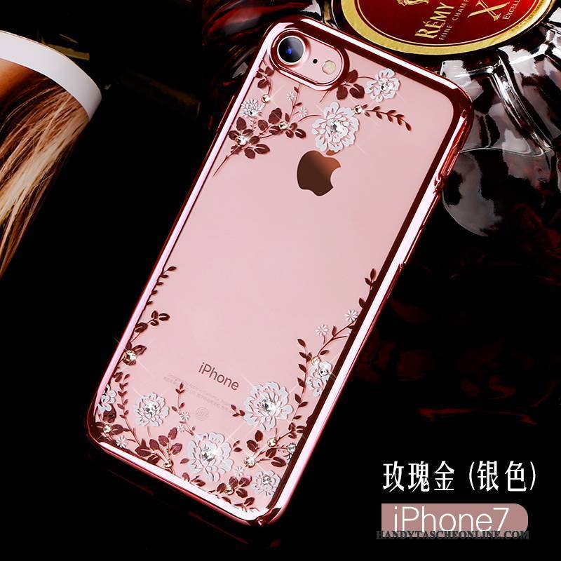 Hülle iPhone 7 Strass Transparent Handyhüllen, Case iPhone 7 Luxus Neu Gold