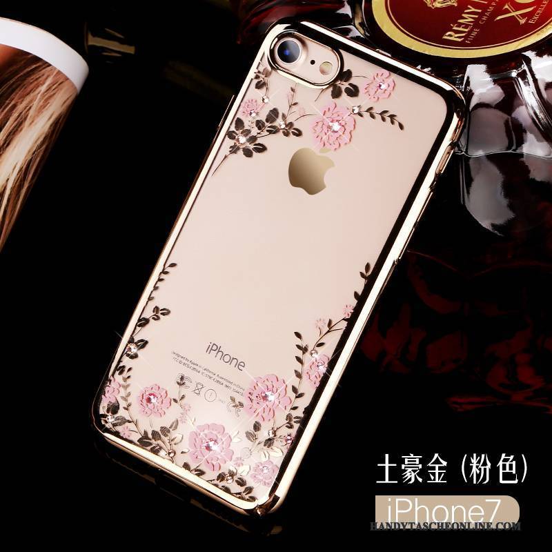 Hülle iPhone 7 Strass Transparent Handyhüllen, Case iPhone 7 Luxus Neu Gold