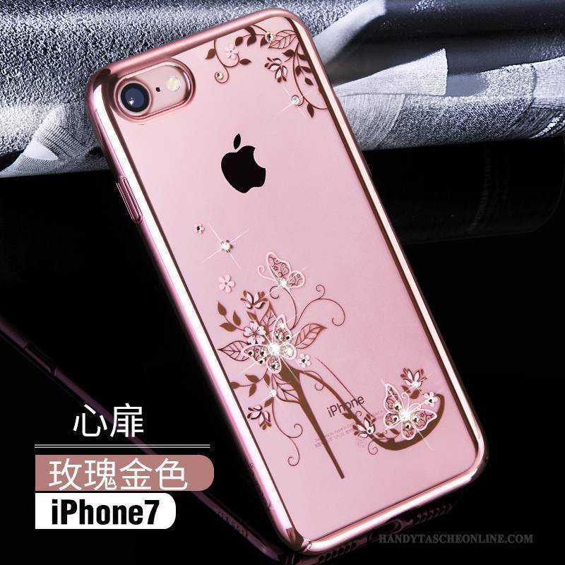 Hülle iPhone 7 Strass Transparent Handyhüllen, Case iPhone 7 Luxus Neu Gold