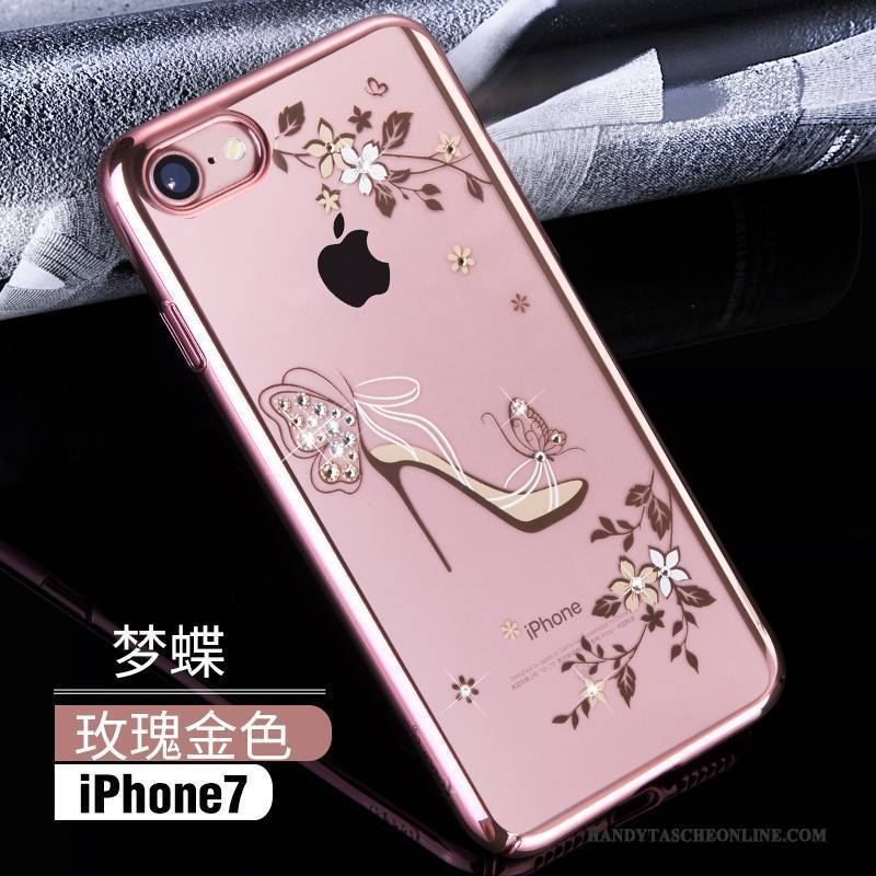 Hülle iPhone 7 Strass Transparent Handyhüllen, Case iPhone 7 Luxus Neu Gold