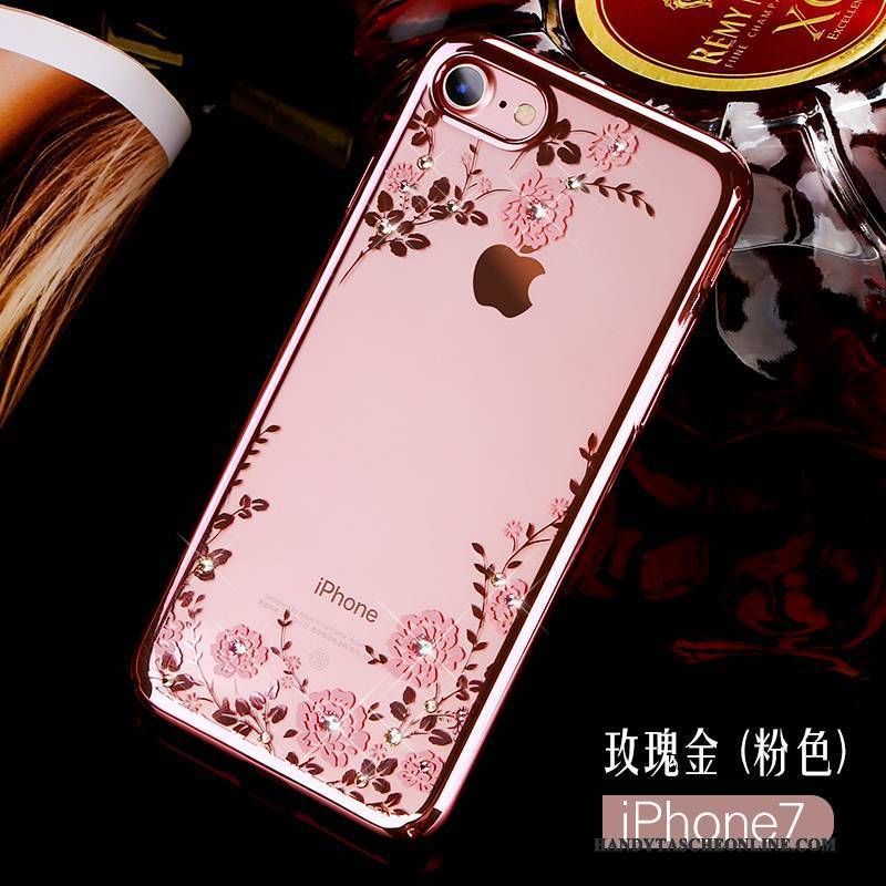 Hülle iPhone 7 Strass Transparent Handyhüllen, Case iPhone 7 Luxus Neu Gold