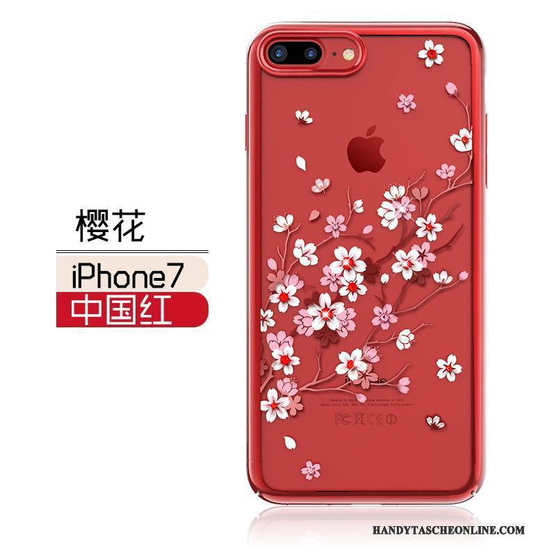 Hülle iPhone 7 Taschen Handyhüllen Rot, Case iPhone 7 Strass Gold Anti-sturz