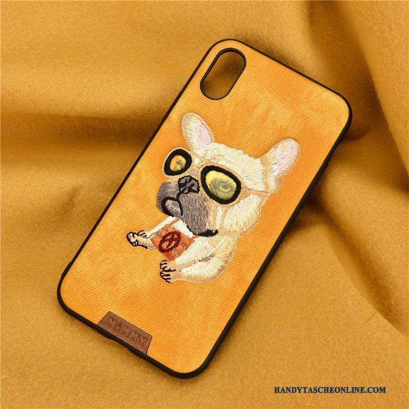 Hülle iPhone 7 Taschen Hund Denim, Case iPhone 7 Silikon Handyhüllen Blau