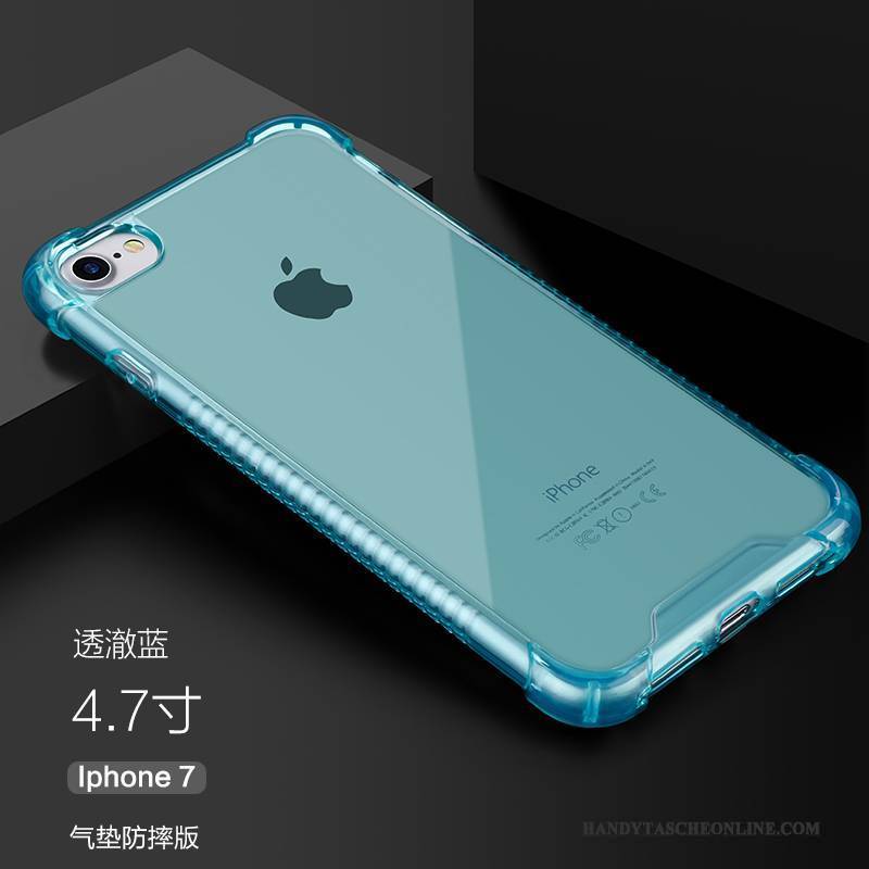 Hülle iPhone 7 Weiche Handyhüllen Transparent, Case iPhone 7 Schutz Blau Anti-sturz