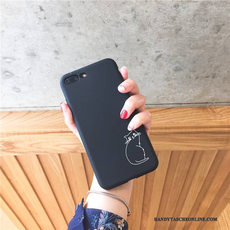 Hülle iPhone 8 Karikatur Persönlichkeit Schwarz, Case iPhone 8 Kreativ Liebhaber Handyhüllen