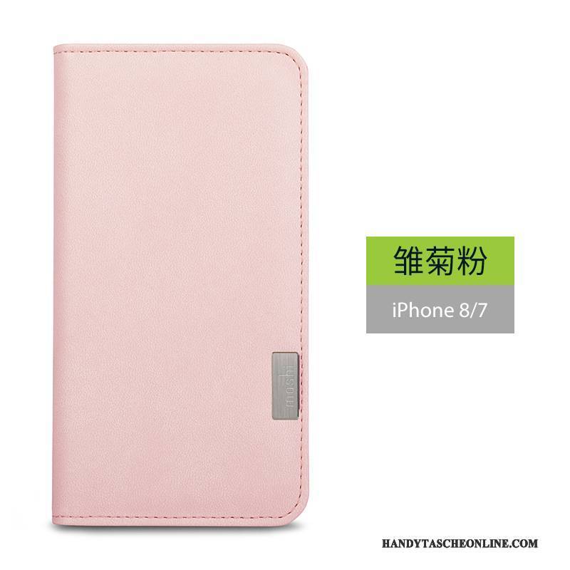 Hülle iPhone 8 Lederhülle Elegant Rosa, Case iPhone 8 Folio Handyhüllen