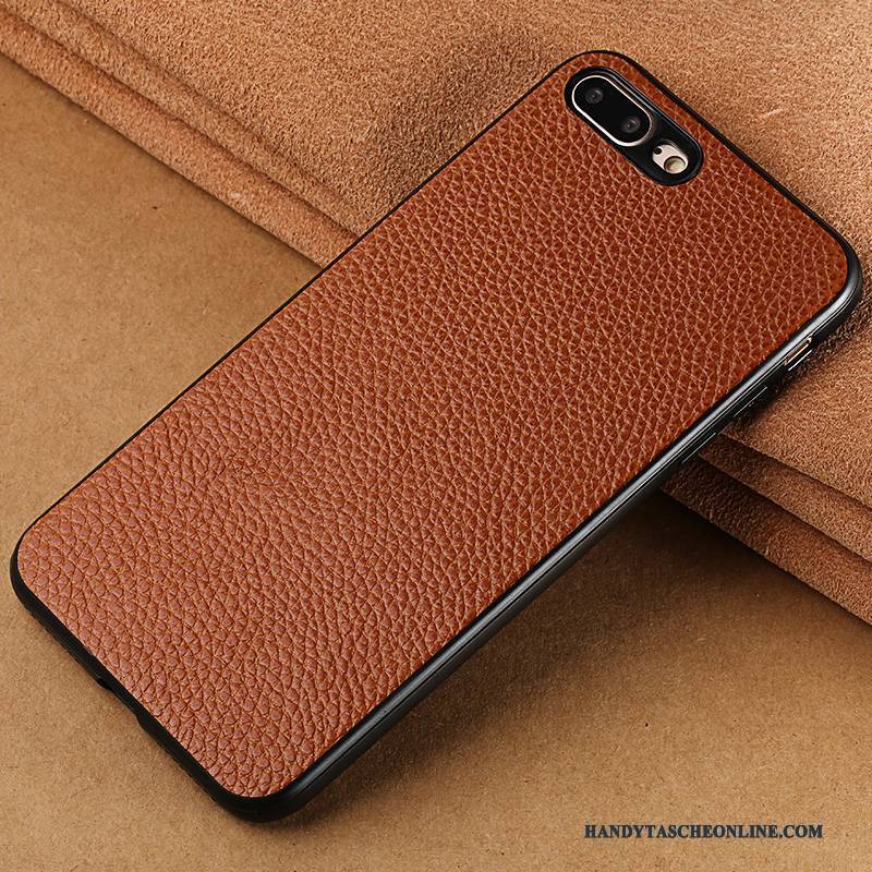 Hülle iPhone 8 Lederhülle Rot Persönlichkeit, Case iPhone 8 Taschen Braun Handyhüllen