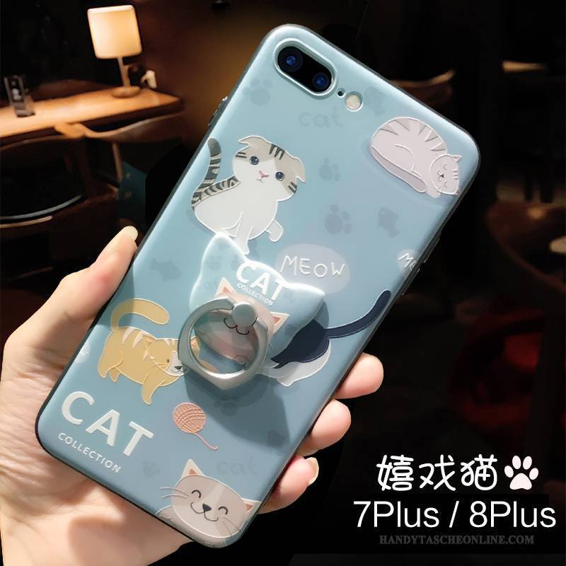 Hülle iPhone 8 Plus Karikatur Neu Anti-sturz, Case iPhone 8 Plus Silikon Blau Liebhaber