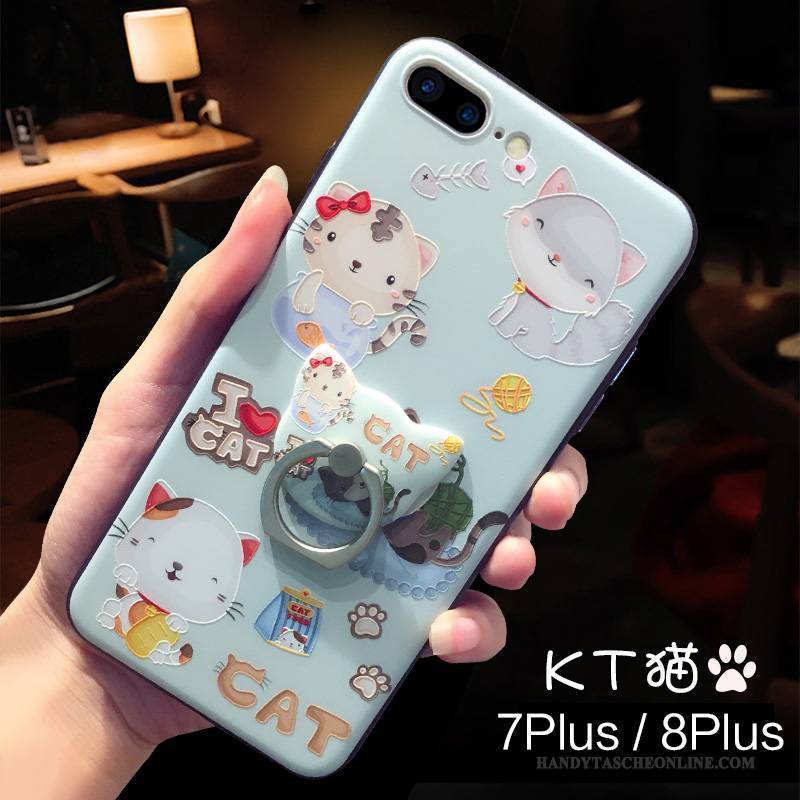 Hülle iPhone 8 Plus Karikatur Neu Anti-sturz, Case iPhone 8 Plus Silikon Blau Liebhaber