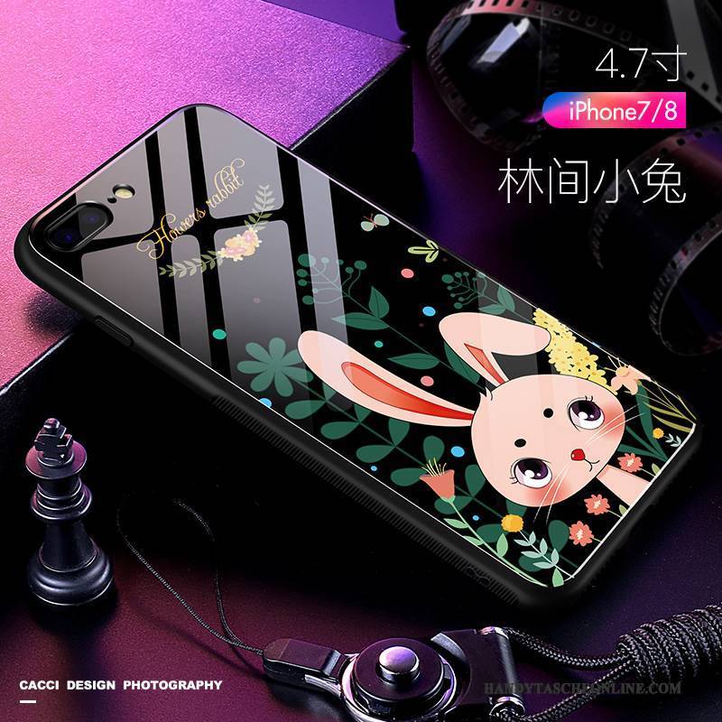 Hülle iPhone 8 Plus Karikatur Schwarz Nette, Case iPhone 8 Plus Taschen Anti-sturz Handyhüllen