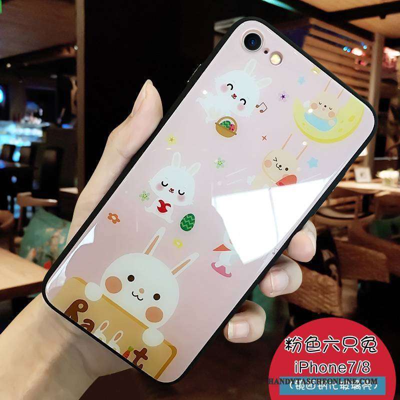 Hülle iPhone 8 Plus Karikatur Trendmarke Glas, Case iPhone 8 Plus Kreativ Rosa Persönlichkeit