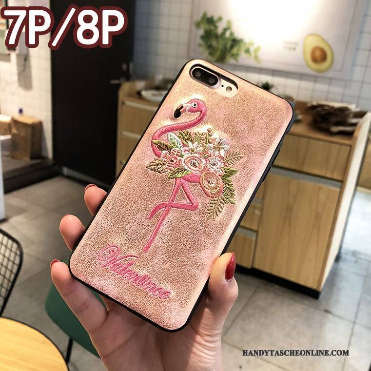 Hülle iPhone 8 Plus Kreativ Stickerei Neu, Case iPhone 8 Plus Rosa Handyhüllen