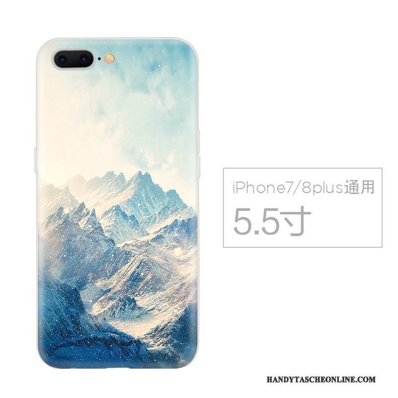 Hülle iPhone 8 Plus Kreativ Weiß Chinesische Art, Case iPhone 8 Plus Weiche Handyhüllen Persönlichkeit