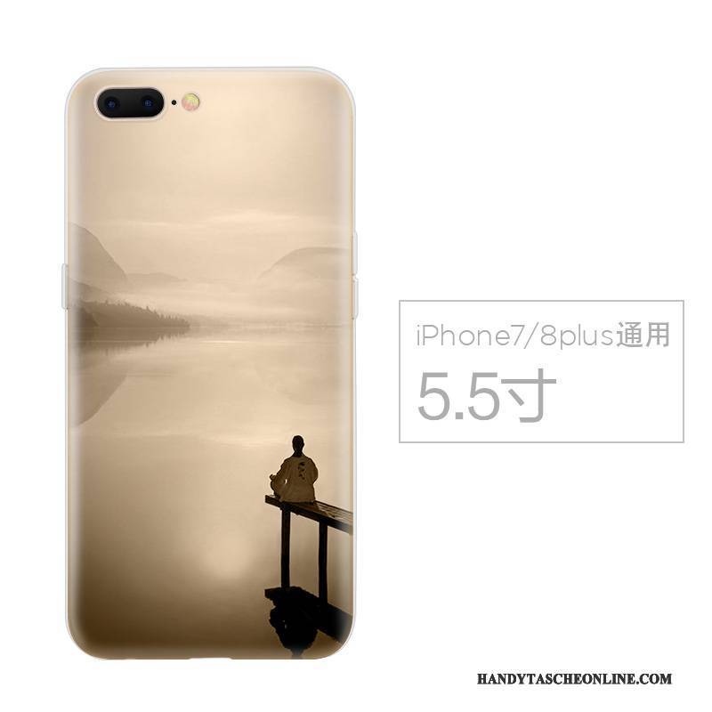 Hülle iPhone 8 Plus Kreativ Weiß Chinesische Art, Case iPhone 8 Plus Weiche Handyhüllen Persönlichkeit