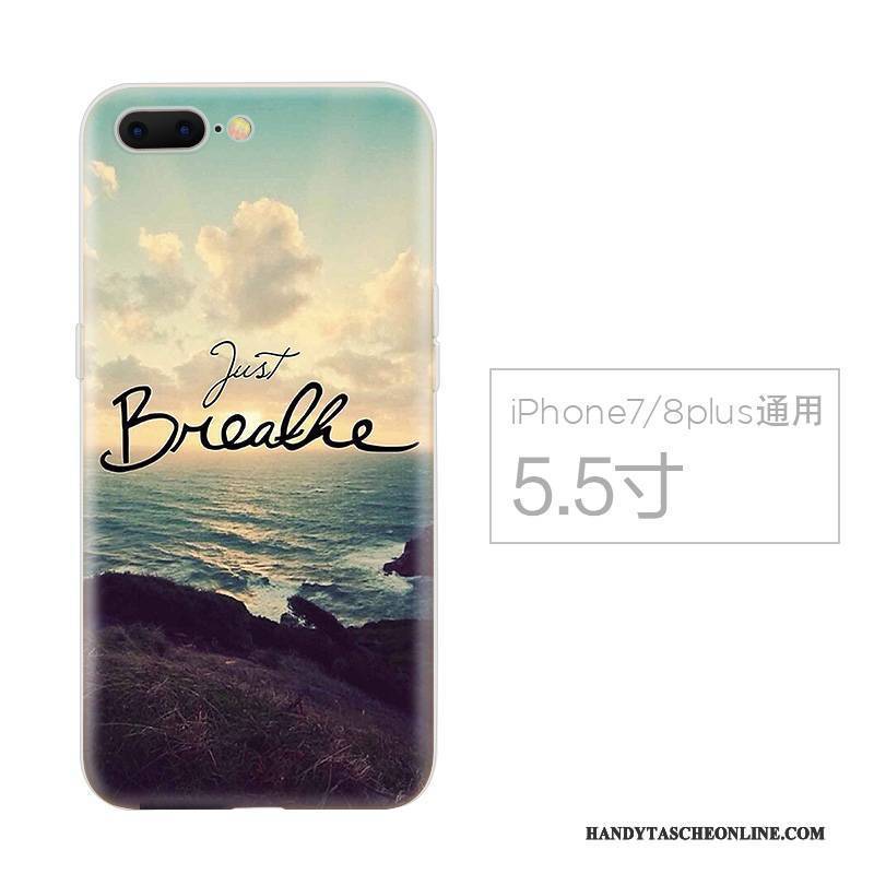 Hülle iPhone 8 Plus Kreativ Weiß Chinesische Art, Case iPhone 8 Plus Weiche Handyhüllen Persönlichkeit