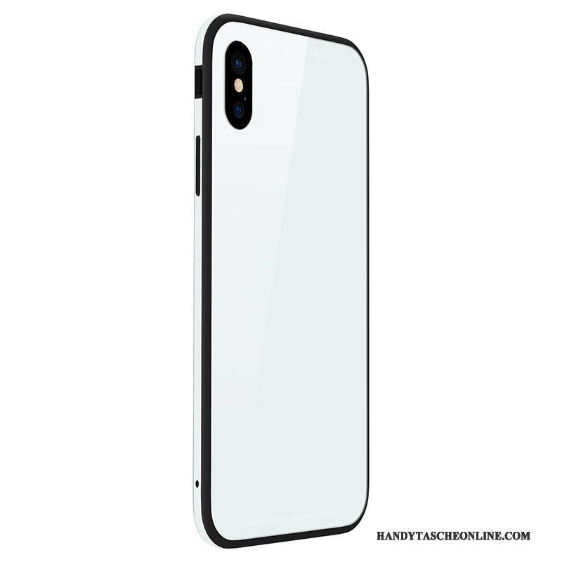 Hülle iPhone 8 Plus Metall Gehärtetes Glas Weiß, Case iPhone 8 Plus Anti-sturz Handyhüllen