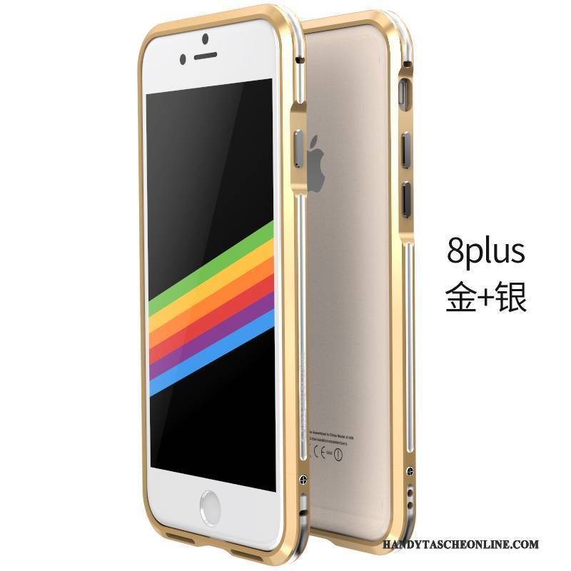 Hülle iPhone 8 Plus Metall Gold Einfach, Case iPhone 8 Plus Schutz Persönlichkeit Grau