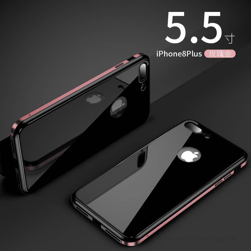 Hülle iPhone 8 Plus Metall Trend Anti-sturz, Case iPhone 8 Plus Silikon Rot Handyhüllen