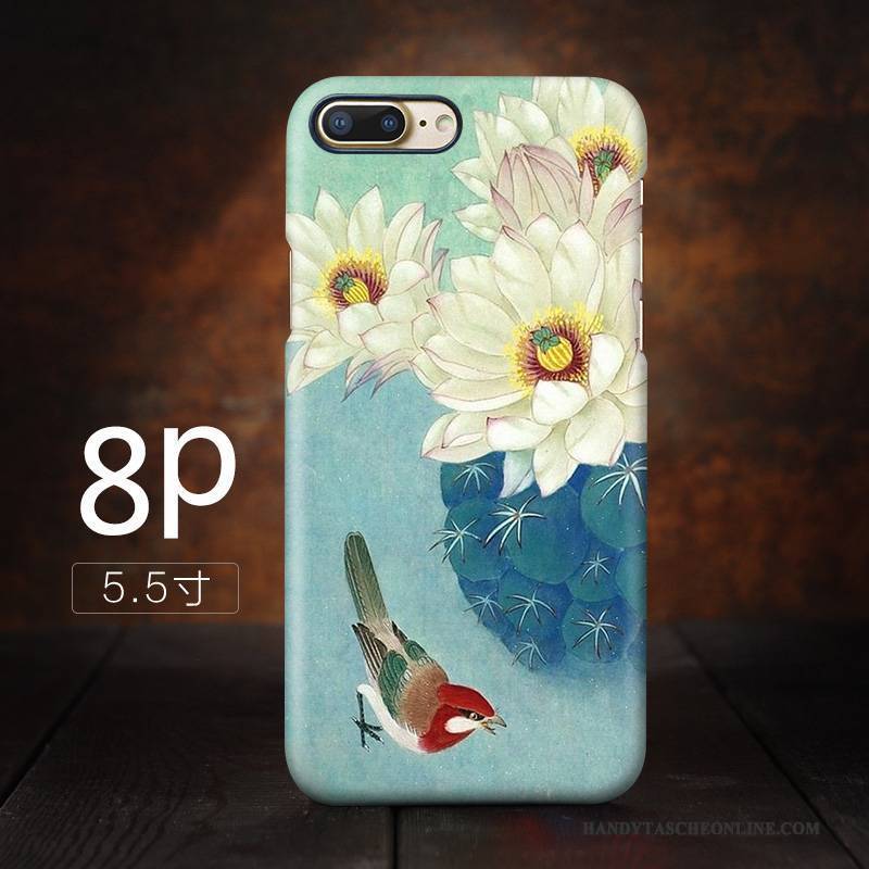 Hülle iPhone 8 Plus Retro Blau Anti-sturz, Case iPhone 8 Plus Kunst Wind