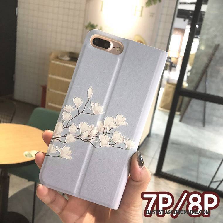 Hülle iPhone 8 Plus Schutz Handyhüllen Rosa, Case iPhone 8 Plus Lederhülle