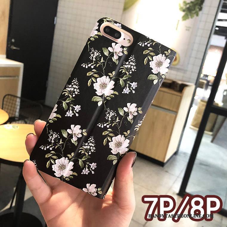 Hülle iPhone 8 Plus Schutz Handyhüllen Rosa, Case iPhone 8 Plus Lederhülle