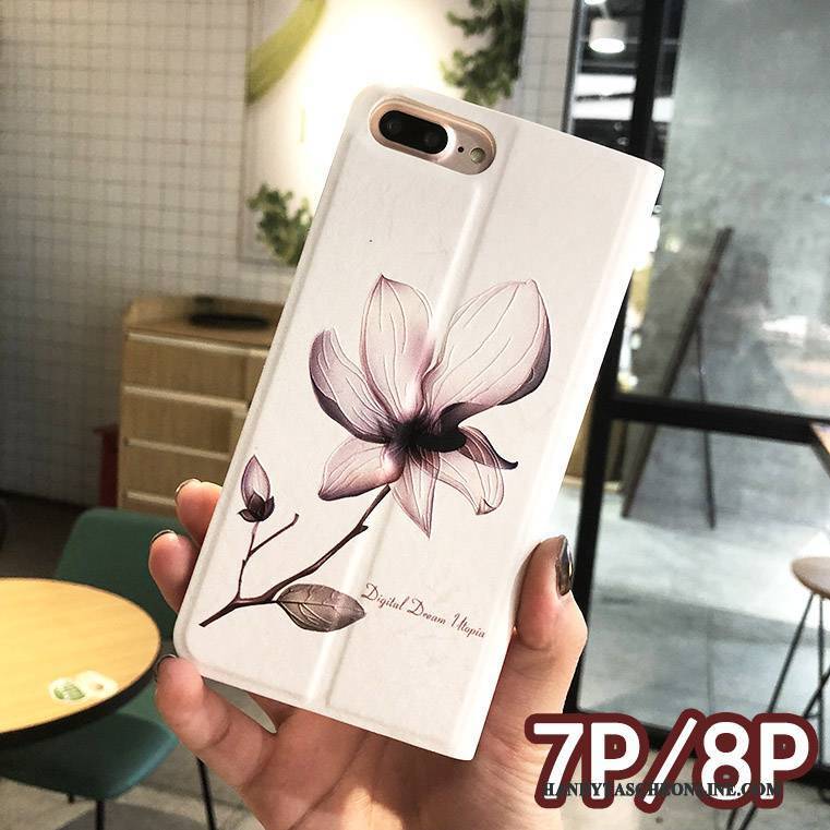 Hülle iPhone 8 Plus Schutz Handyhüllen Rosa, Case iPhone 8 Plus Lederhülle