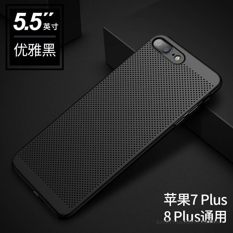 Hülle iPhone 8 Plus Schutz Kühlung Nubuck, Case iPhone 8 Plus Dünne Schwarz