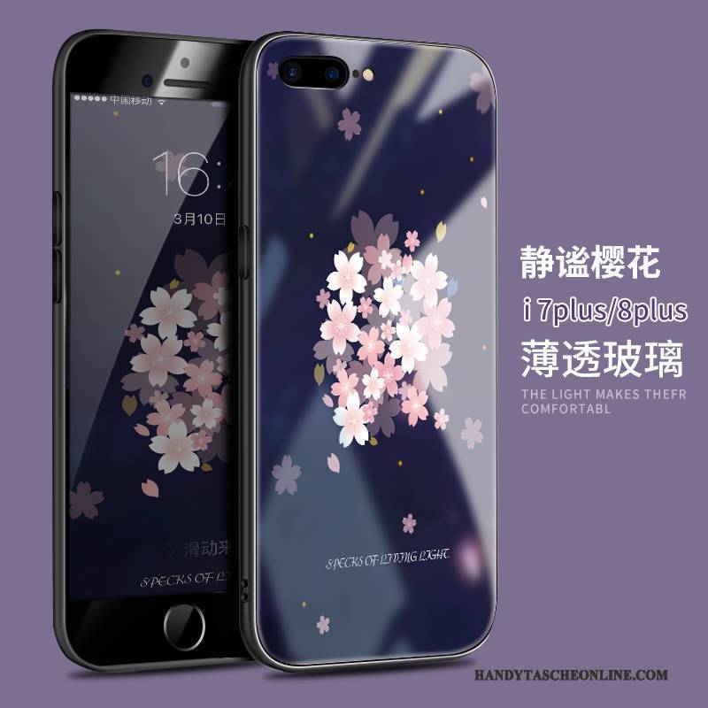 Hülle iPhone 8 Plus Silikon Schwarz Handyhüllen, Case iPhone 8 Plus Trendmarke Glas