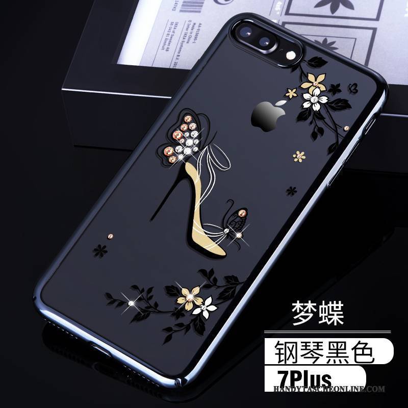 Hülle iPhone 8 Plus Strass Gold Handyhüllen, Case iPhone 8 Plus Luxus Blau Transparent