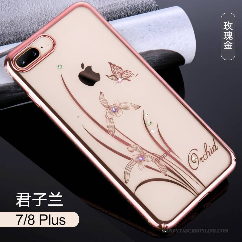 Hülle iPhone 8 Plus Strass Handyhüllen Trend, Case iPhone 8 Plus Luxus Neu Rosa