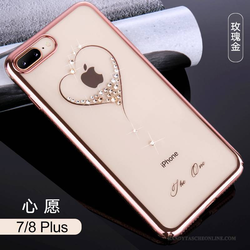 Hülle iPhone 8 Plus Strass Handyhüllen Trend, Case iPhone 8 Plus Luxus Neu Rosa