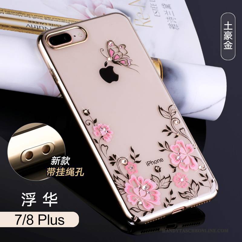 Hülle iPhone 8 Plus Strass Handyhüllen Trend, Case iPhone 8 Plus Luxus Neu Rosa