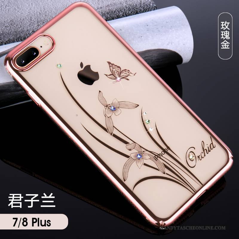 Hülle iPhone 8 Plus Taschen Anti-sturz Gold, Case iPhone 8 Plus Strass Schwer Überzug