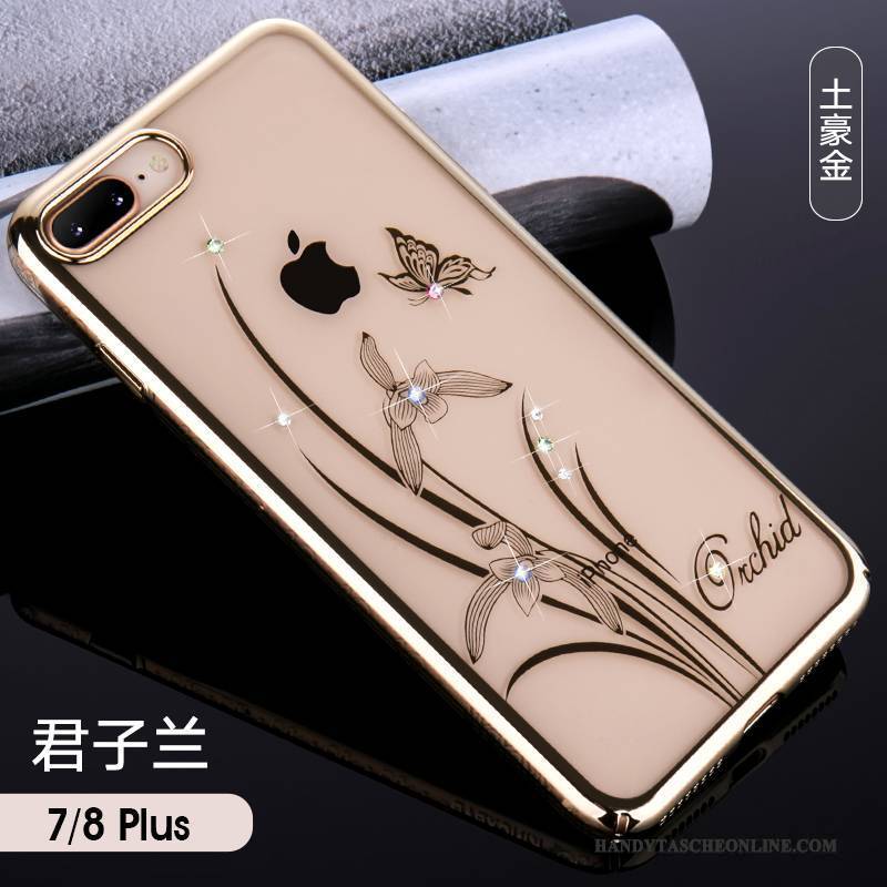 Hülle iPhone 8 Plus Taschen Anti-sturz Gold, Case iPhone 8 Plus Strass Schwer Überzug