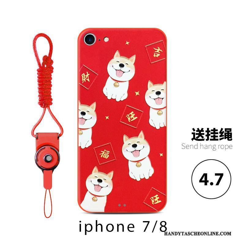 Hülle iPhone 8 Plus Taschen Hund Festlich, Case iPhone 8 Plus Rot Handyhüllen