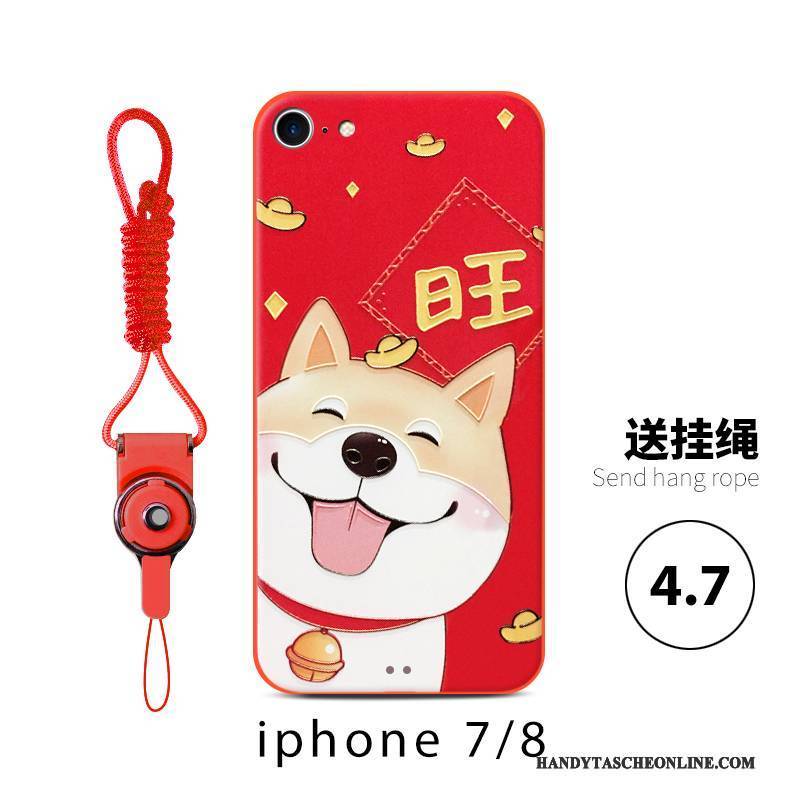 Hülle iPhone 8 Plus Taschen Hund Festlich, Case iPhone 8 Plus Rot Handyhüllen