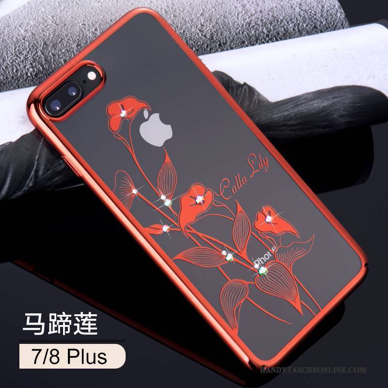 Hülle iPhone 8 Plus Taschen Neu Rot, Case iPhone 8 Plus Strass Elegant Trend