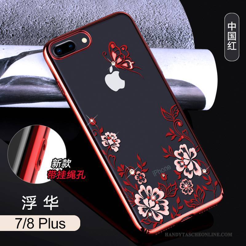 Hülle iPhone 8 Plus Taschen Neu Rot, Case iPhone 8 Plus Strass Elegant Trend