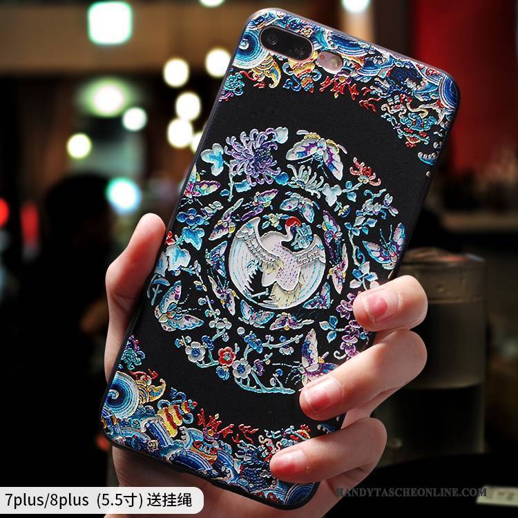 Hülle iPhone 8 Plus Taschen Persönlichkeit Handyhüllen, Case iPhone 8 Plus Silikon Rot Chinesische Art