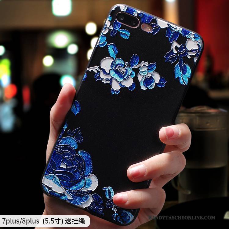 Hülle iPhone 8 Plus Taschen Persönlichkeit Handyhüllen, Case iPhone 8 Plus Silikon Rot Chinesische Art