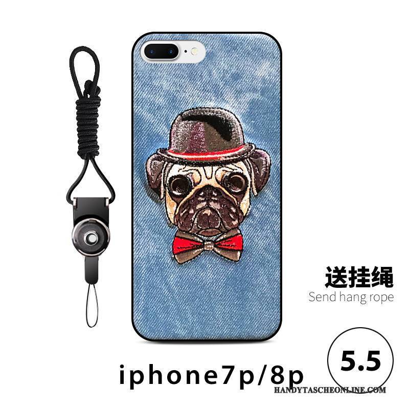 Hülle iPhone 8 Plus Taschen Rot Anti-sturz, Case iPhone 8 Plus Karikatur Hund Niedliche