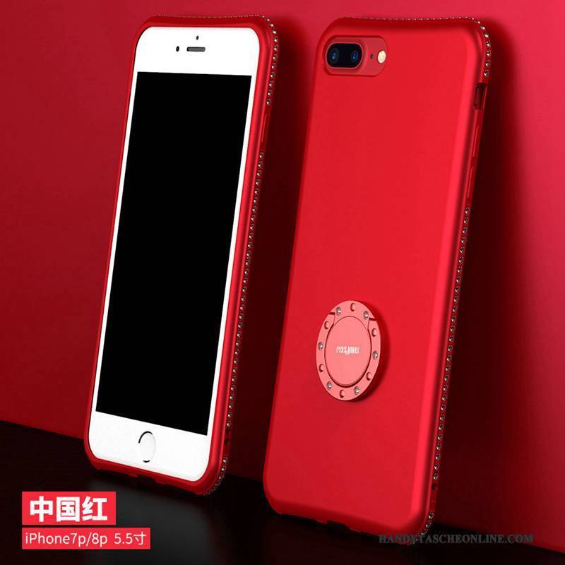 Hülle iPhone 8 Plus Weiche Anti-sturz Rot, Case iPhone 8 Plus Silikon Neu Nubuck